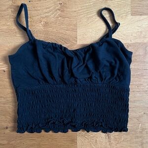 Hollister Black ruched crop top